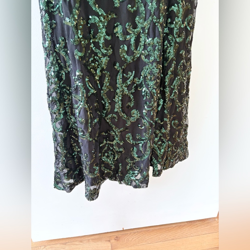 Windsor jovie black green sequin gown prom dress small - Picture 5 of 8